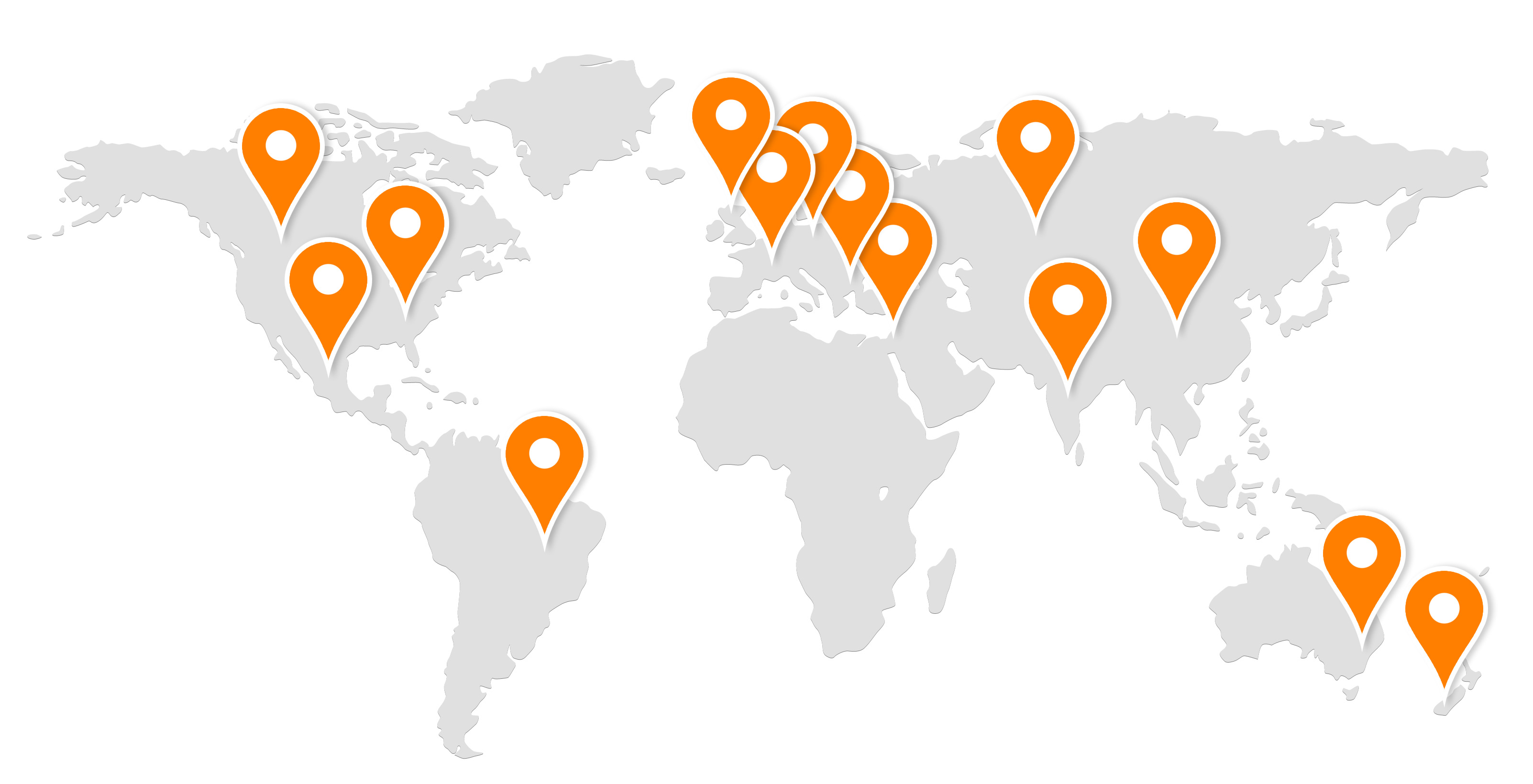 JetRetouch customers' World map with pinpoint locations